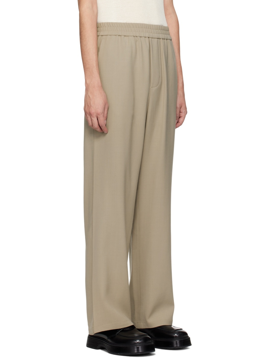 Taupe Elasticized Waist Trousers - 2