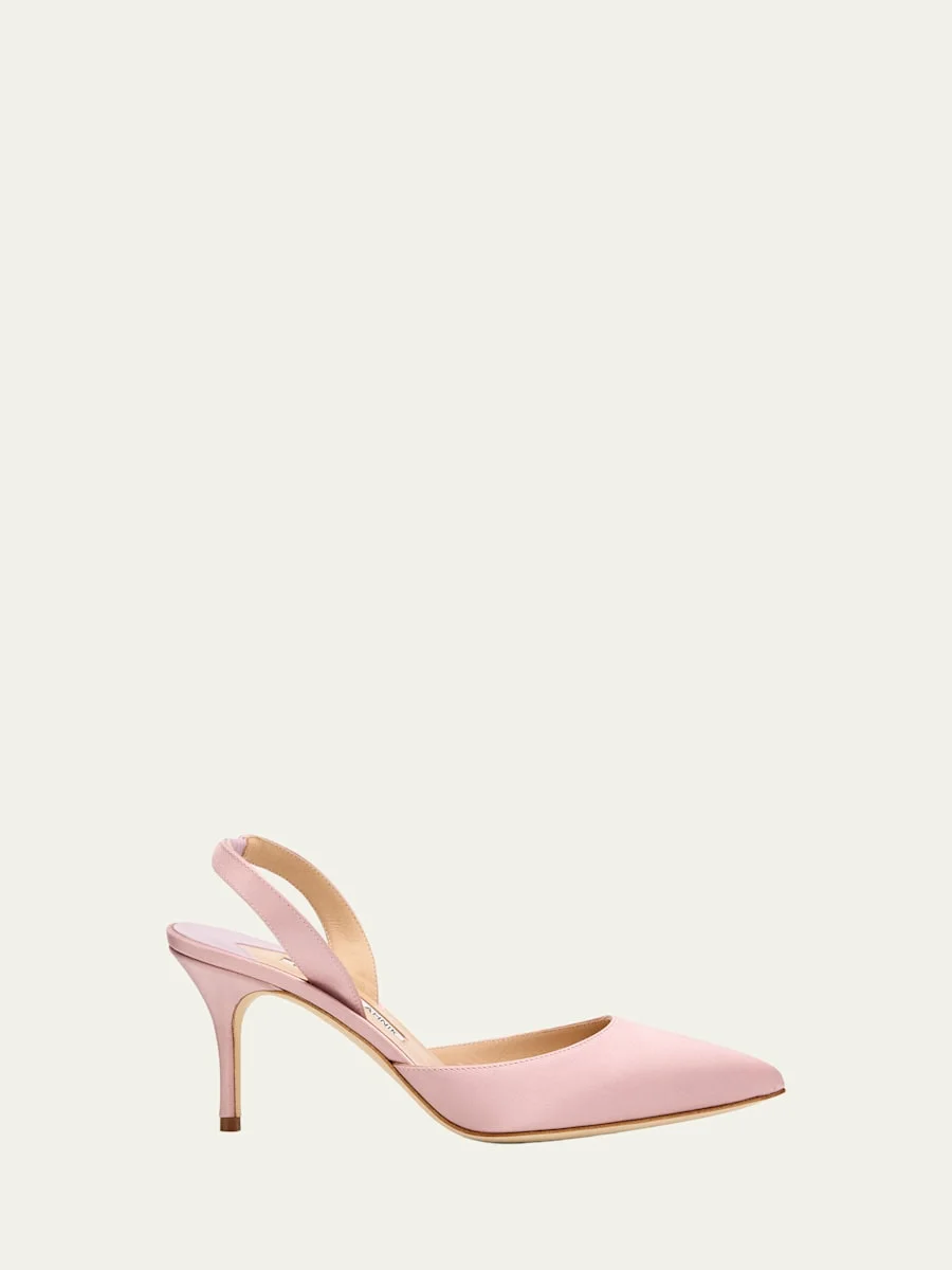 70mm Carolyne Satin Slingback Pumps - 1