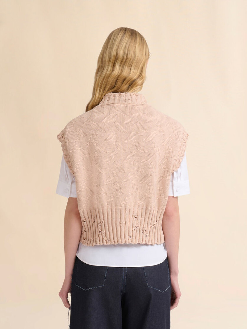 PALE PEACH DISHEVELLED COTTON VEST 3