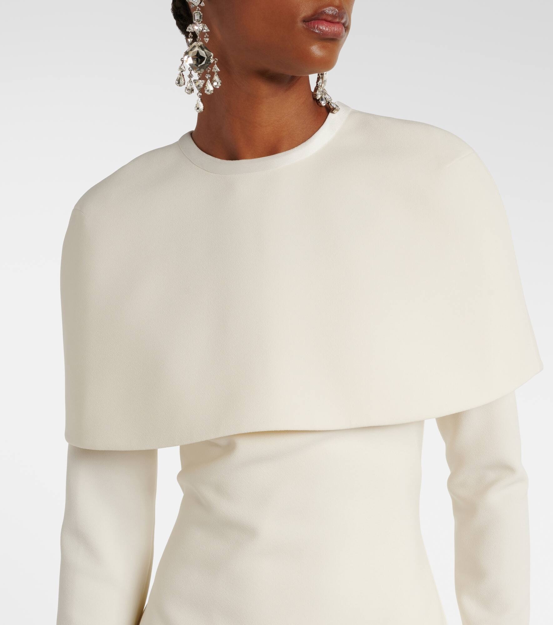 Bridal Gullu caped crêpe midi dress - 4