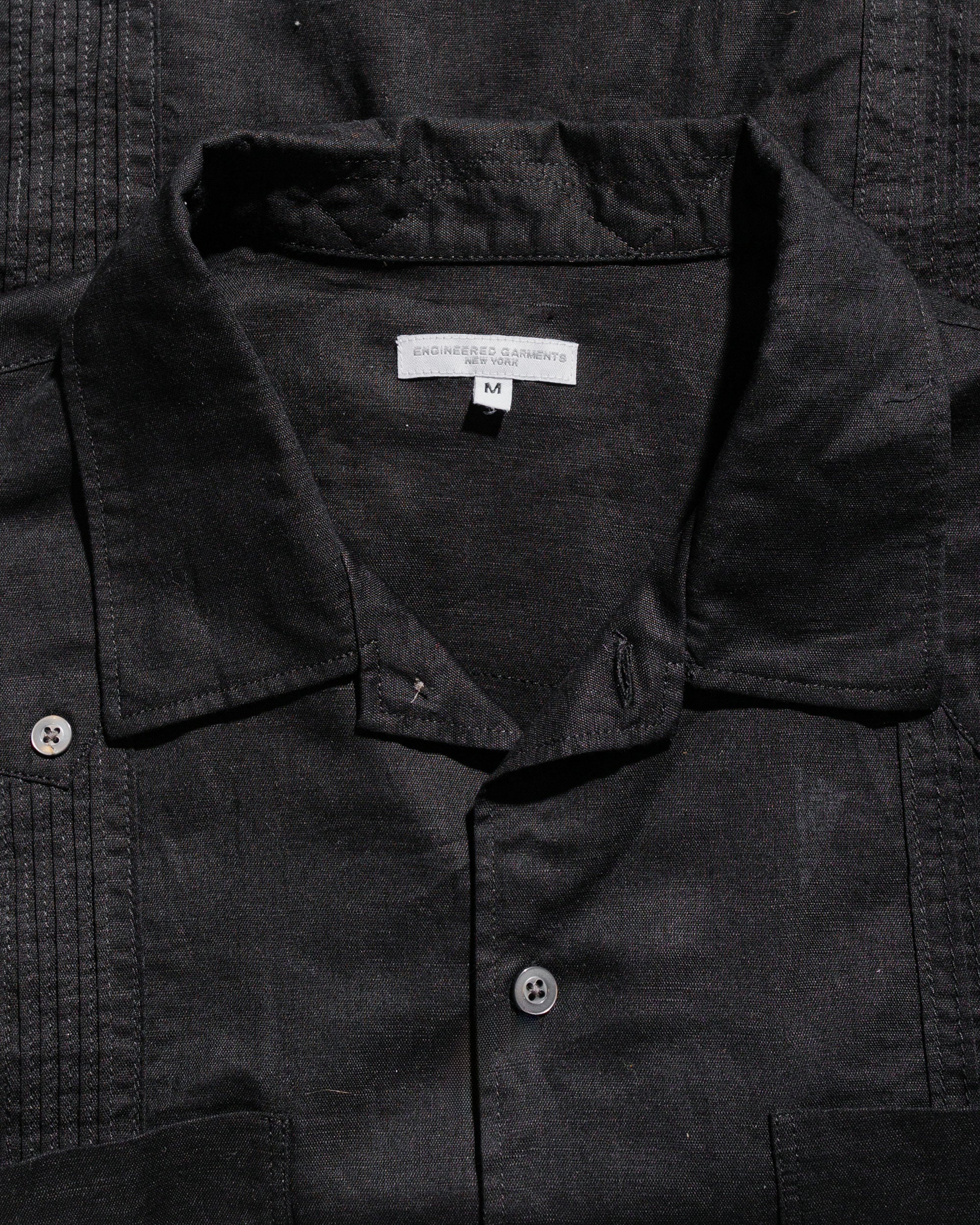 Guayabera Shirt Black Handkerchief Linen - 5