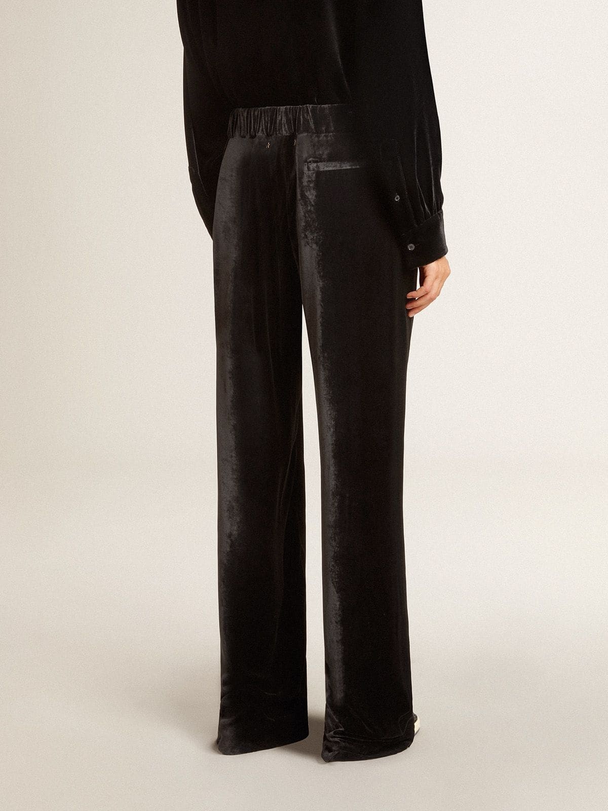 Black velvet-effect pants - 4