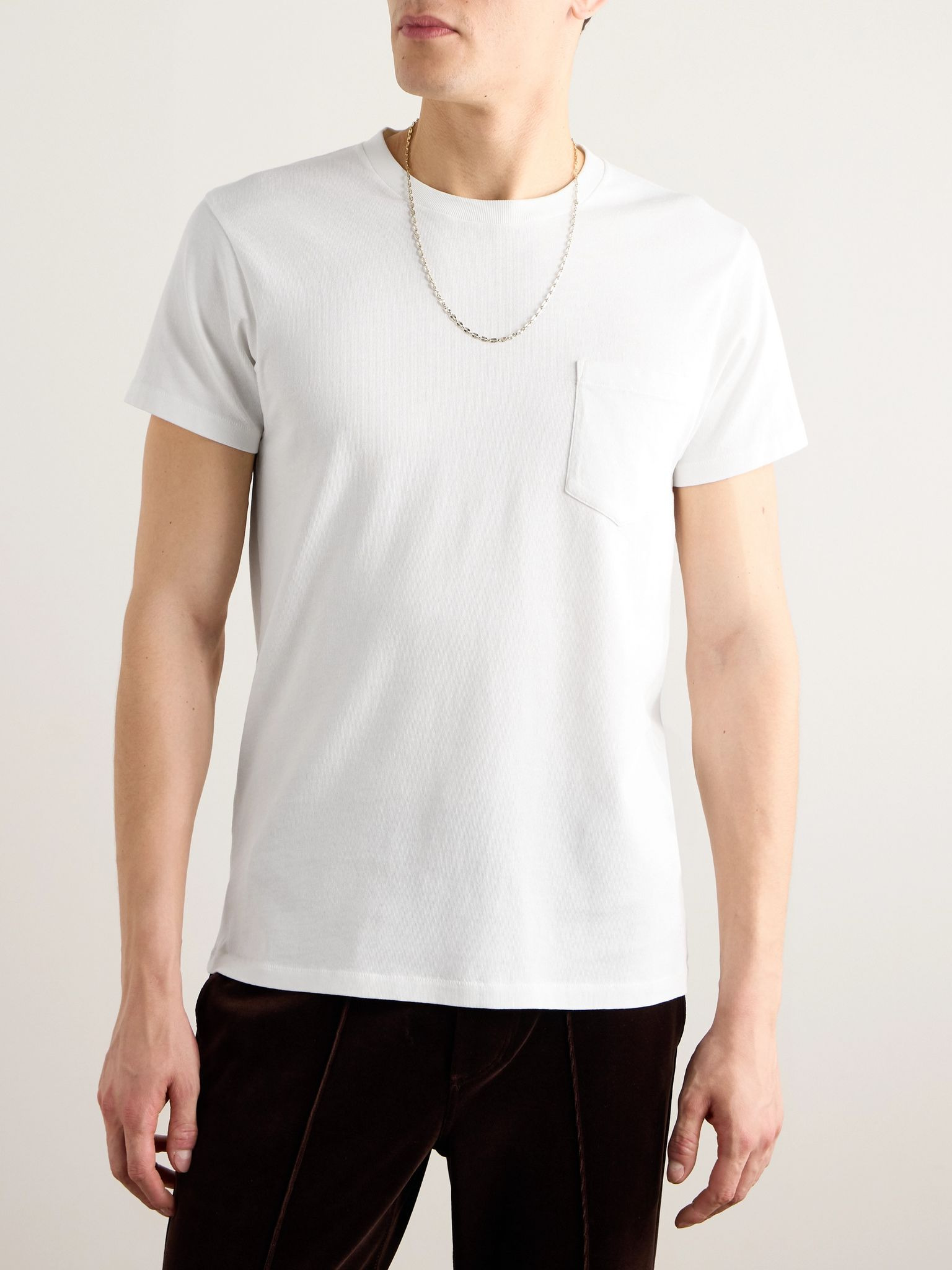 Slim-Fit Cold-Dyed Cotton T-Shirt White - 3