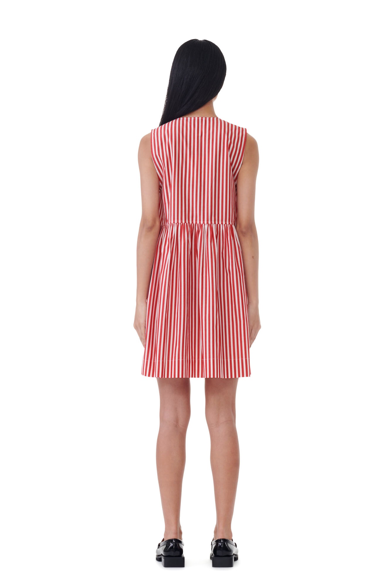 RED STRIPE COTTON MINI BOW TIE DRESS - 6