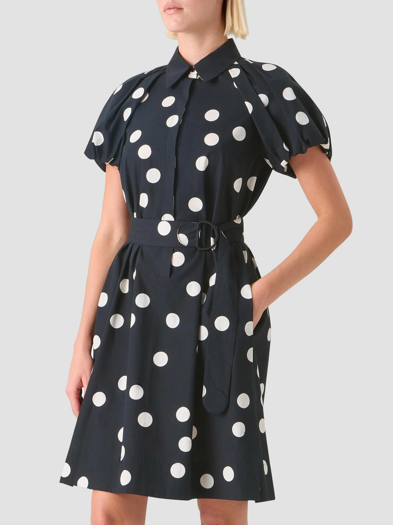 Women's Polka Dot Poplin Minidress - Black Cream 3