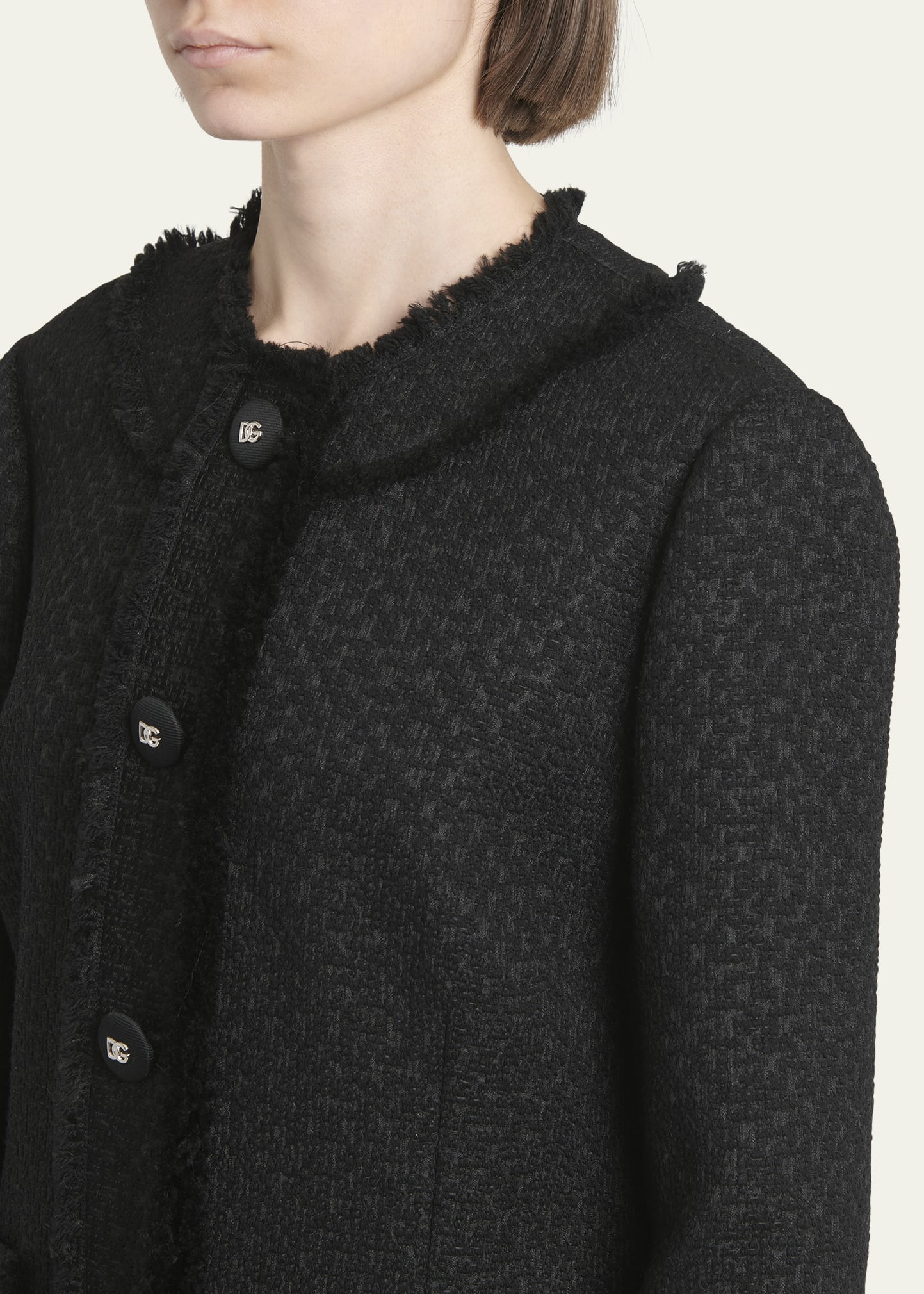 Rachel Tweed Fringe-Trim Jacket - 5