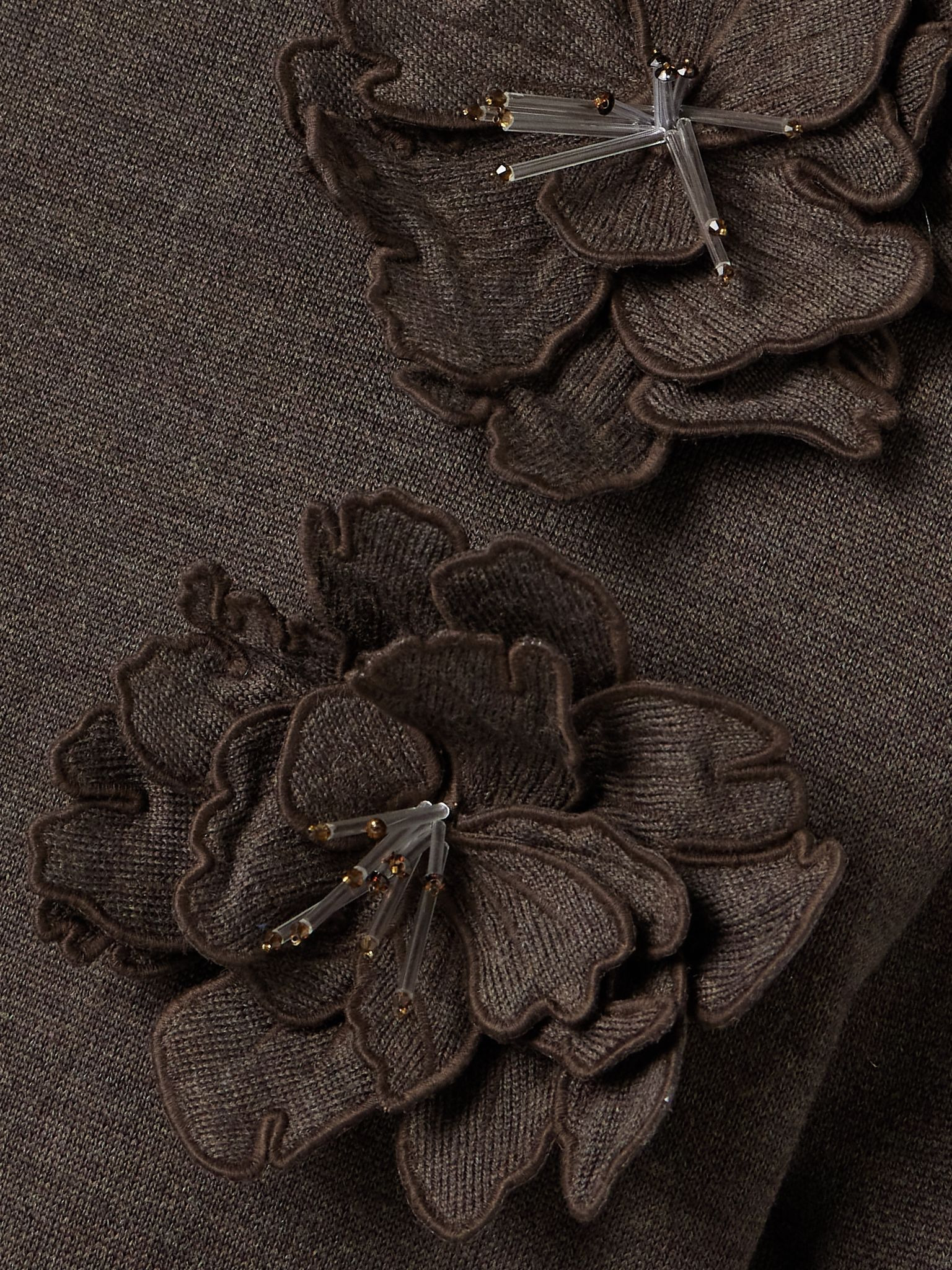 Embellished wool-blend turtleneck midi dress Dark brown - 4