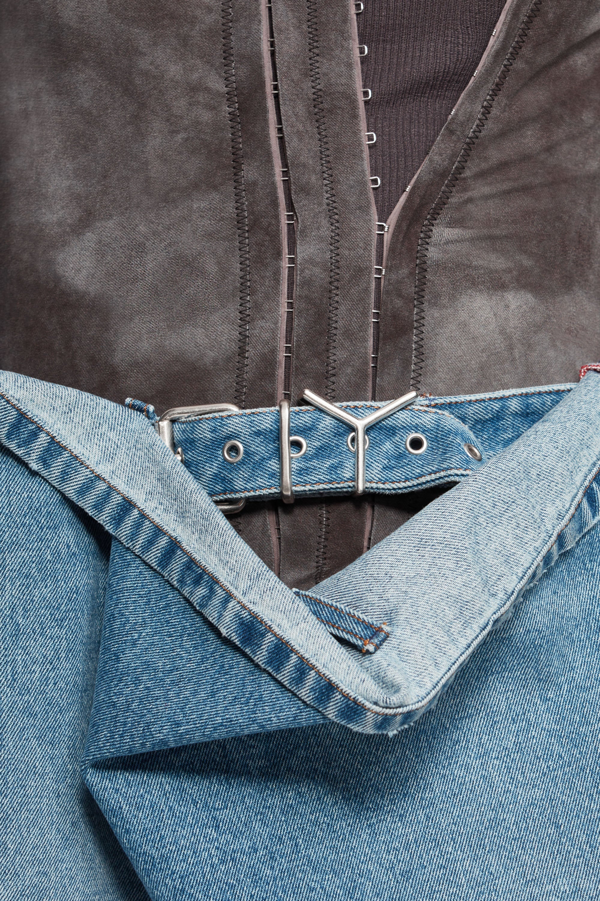 Y Belt Denim Tube Skirt - 4