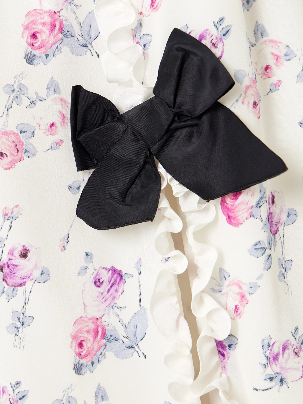 Bow-detailed Taffeta-trimmed Ruffled Floral-print Silk Crepe De Chine Midi Dress - 4