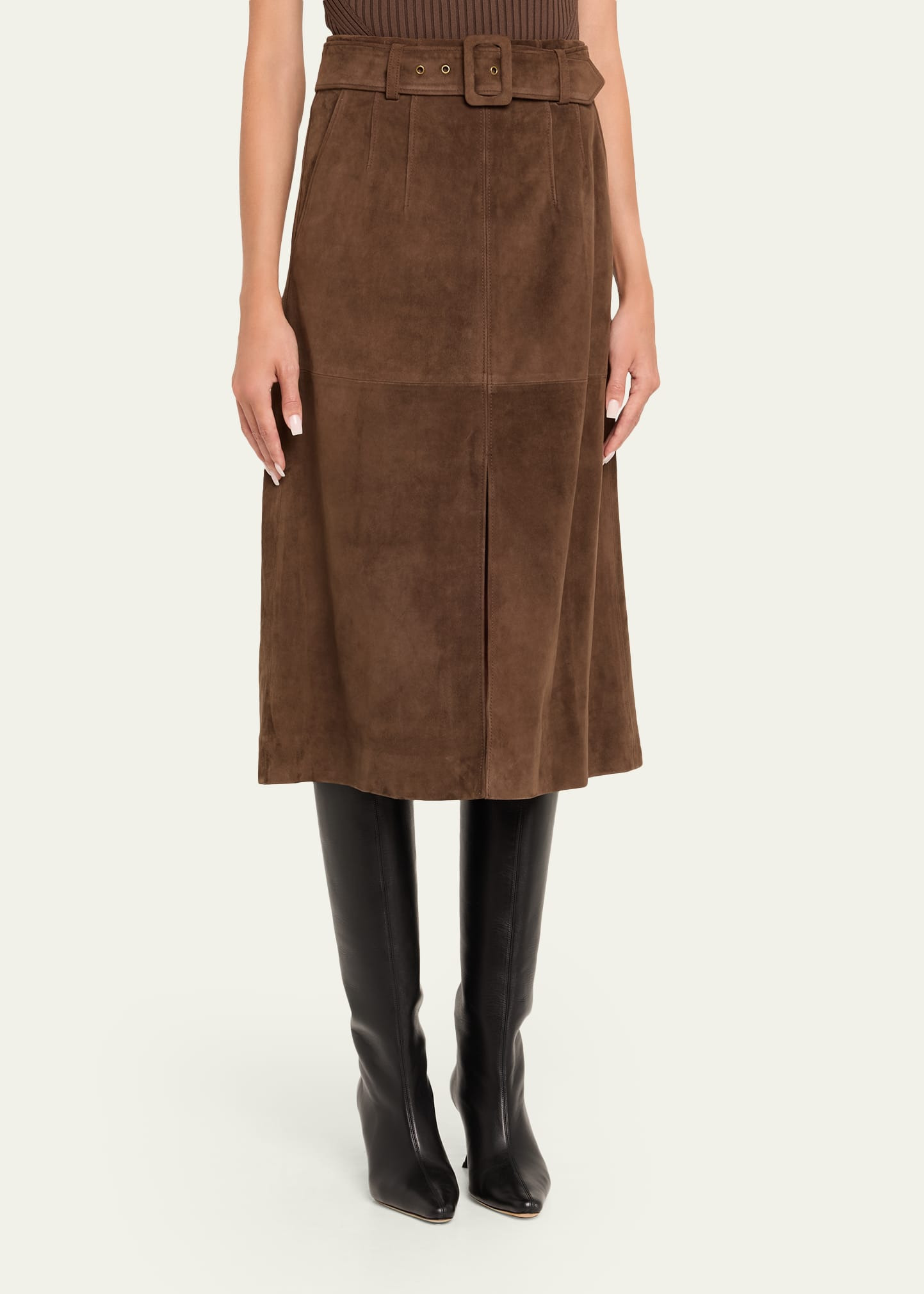 Alexie Suede Midi Skirt - 4