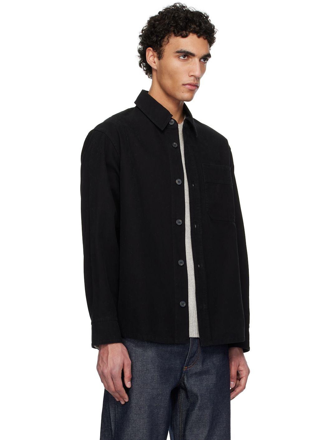 A. P.C. Black Basile Brodée Poitrine Overshirt - 2