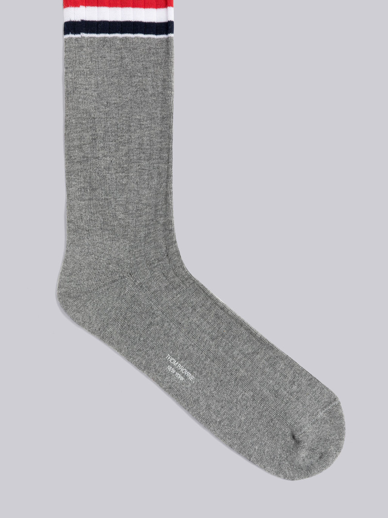 Thom Browne Stripe Athletic Rib Cotton Mid Calf Socks outlook