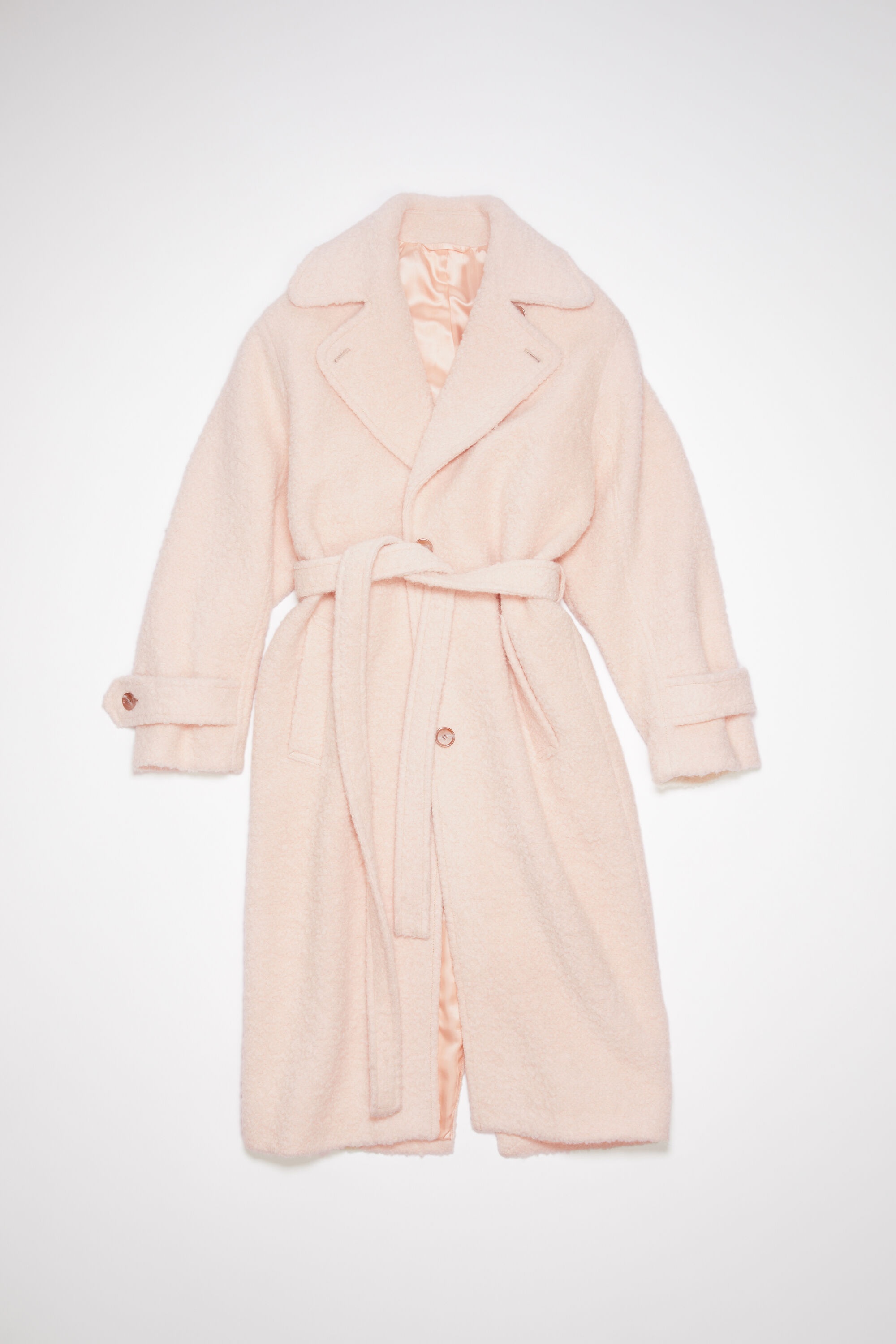 Single-breasted boucle coat - Powder pink - 7