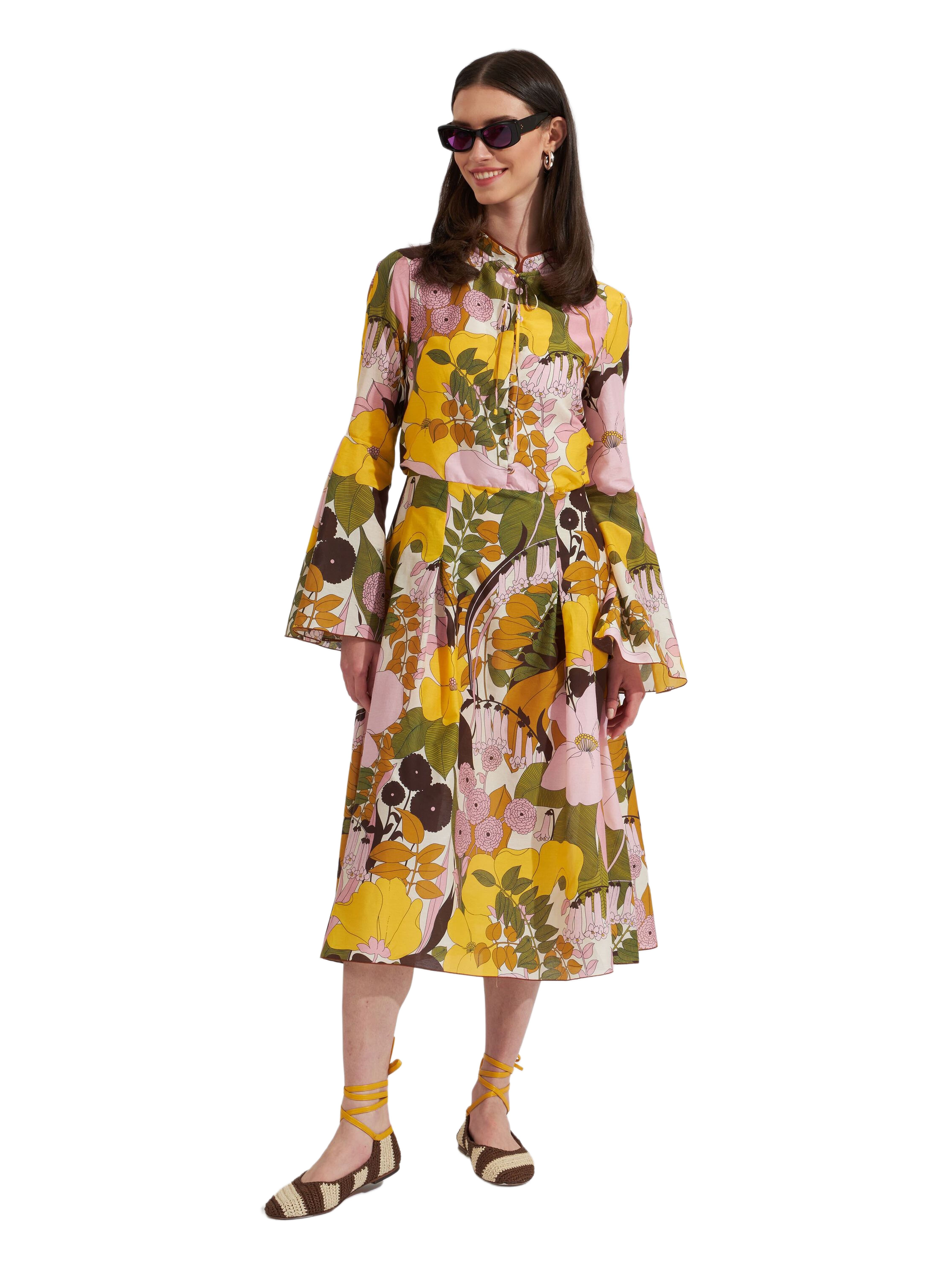 La DoubleJ Casanova Midi Dress Big Flower Rose Pink at Nordstrom - 1