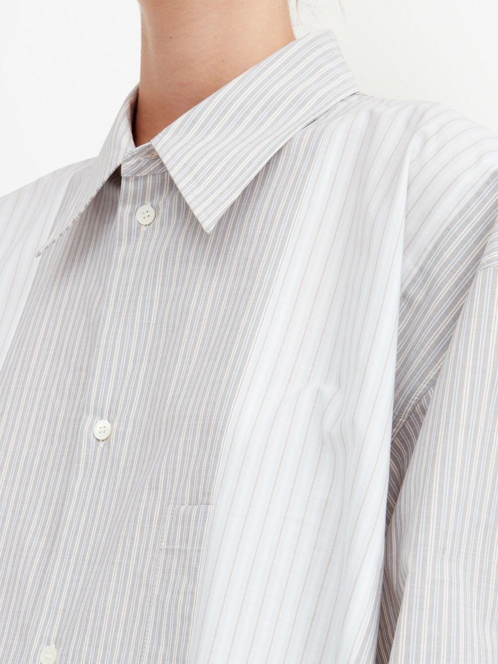 panelled pinstripe shirt dress - 5