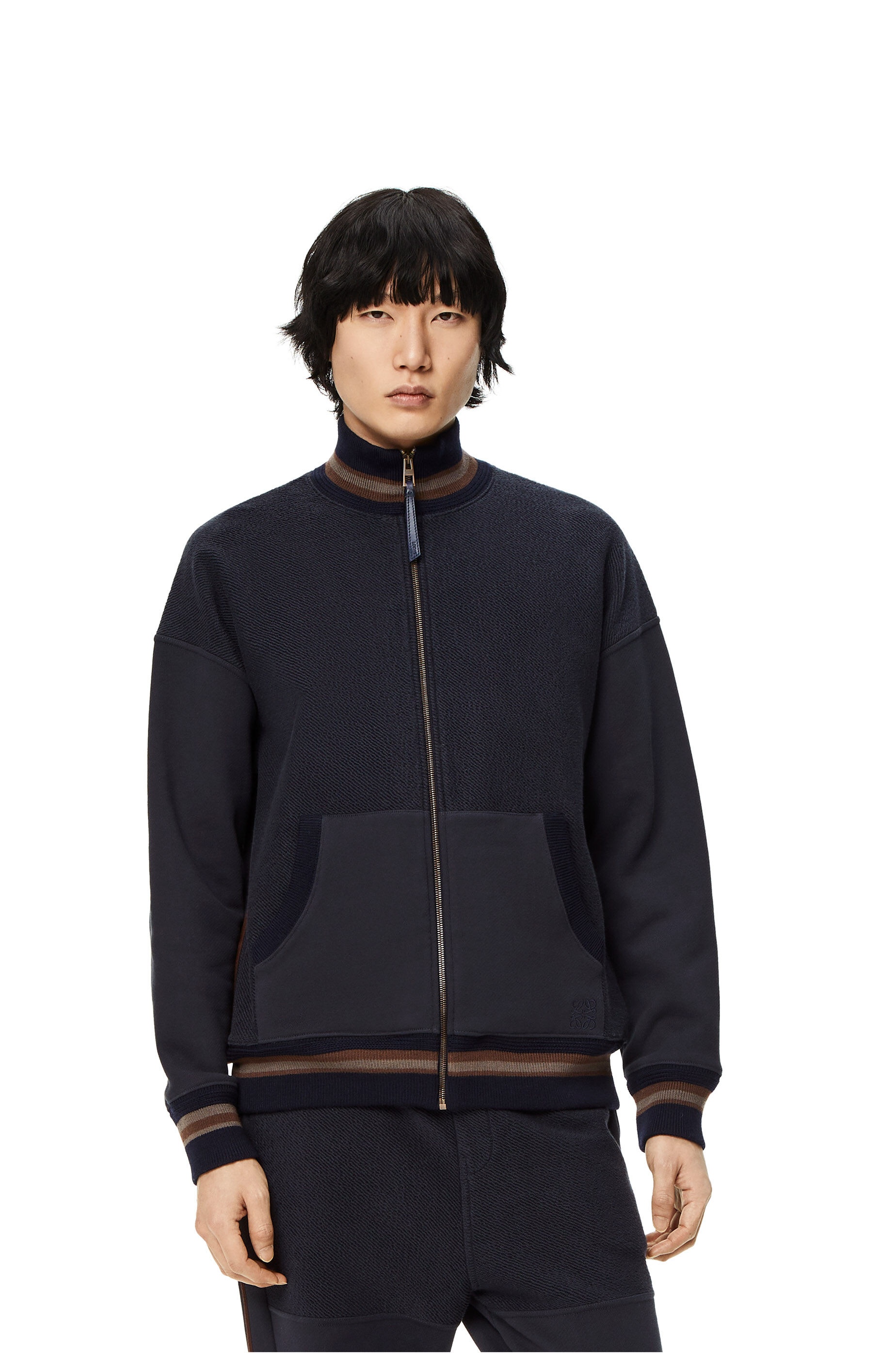 Zip-up ribbed jacket in cotton - 3