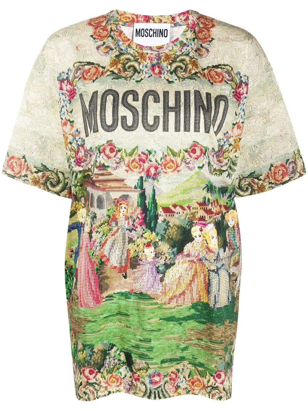 tapestry-print cotton T-shirt - 1