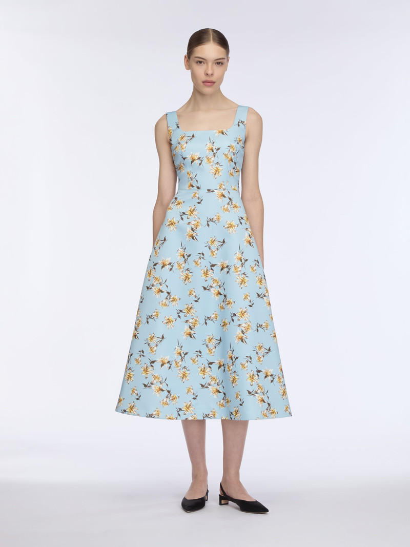 EMILIA WICKSTEAD Shiloh Dress In Blue Summer Lillies Taffeta Faille outlook