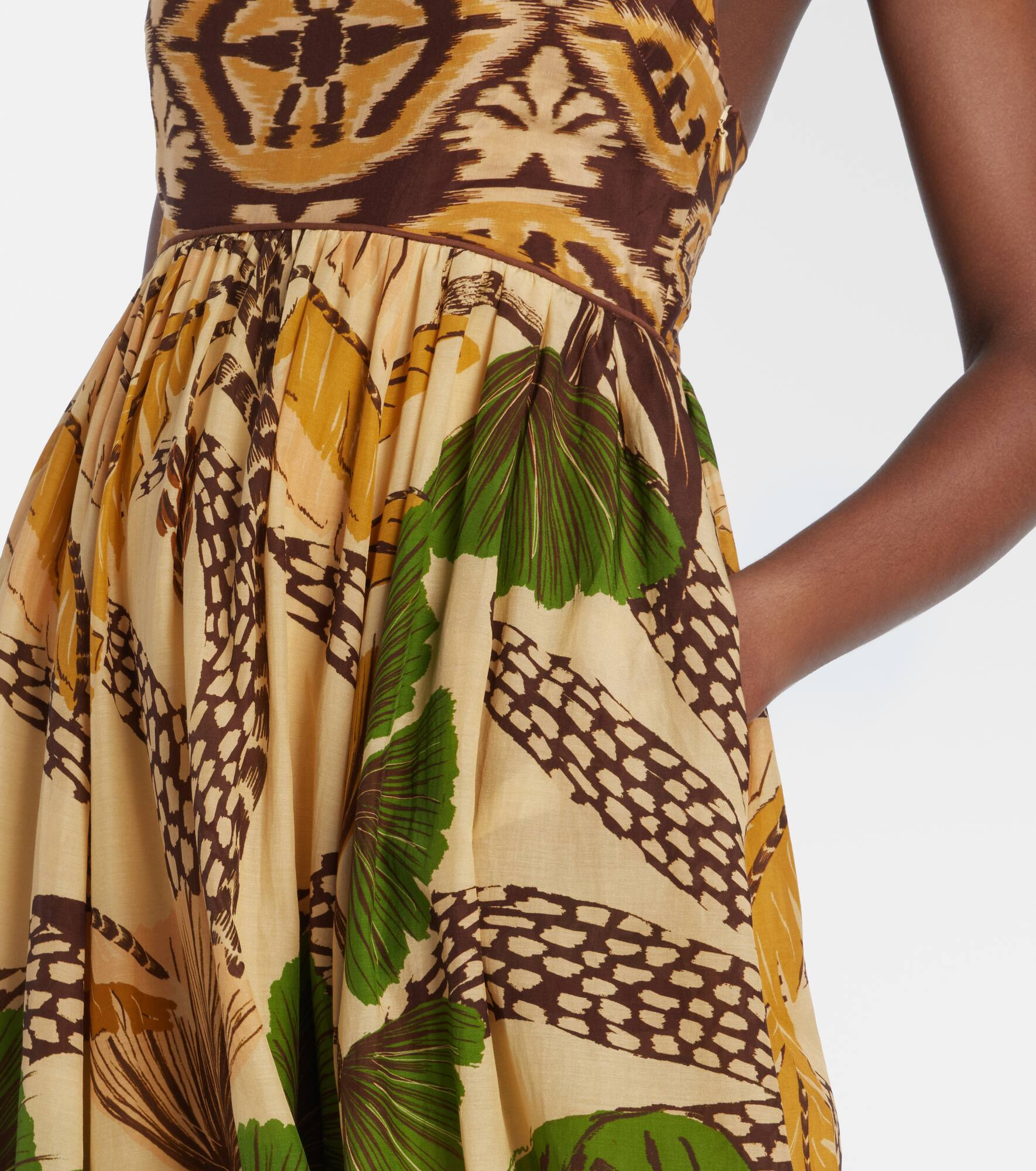 Folliage Sketch cotton-blend maxi dress - 5
