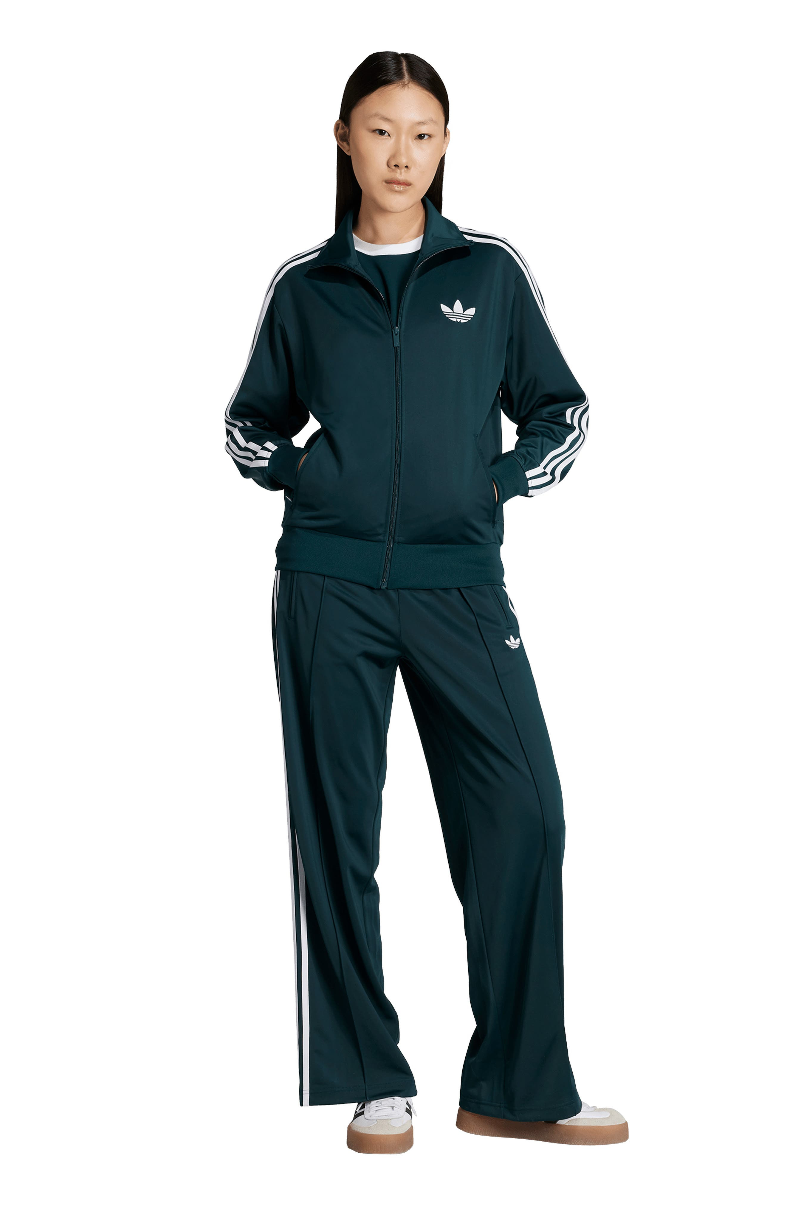 adidas Firebird Recycled Polyester Track Pants in Aurora Ivy/White at Nordstrom - 6