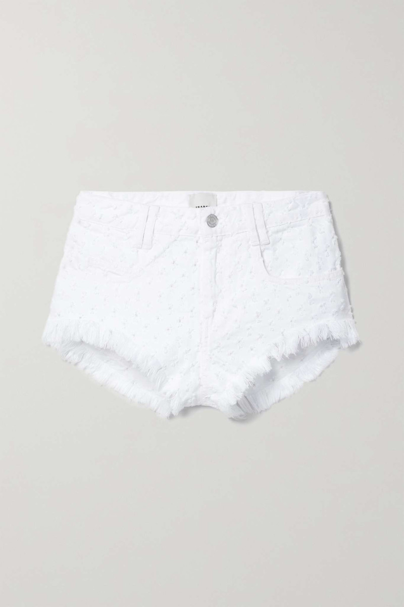 Aneida fringed distressed denim shorts - 1