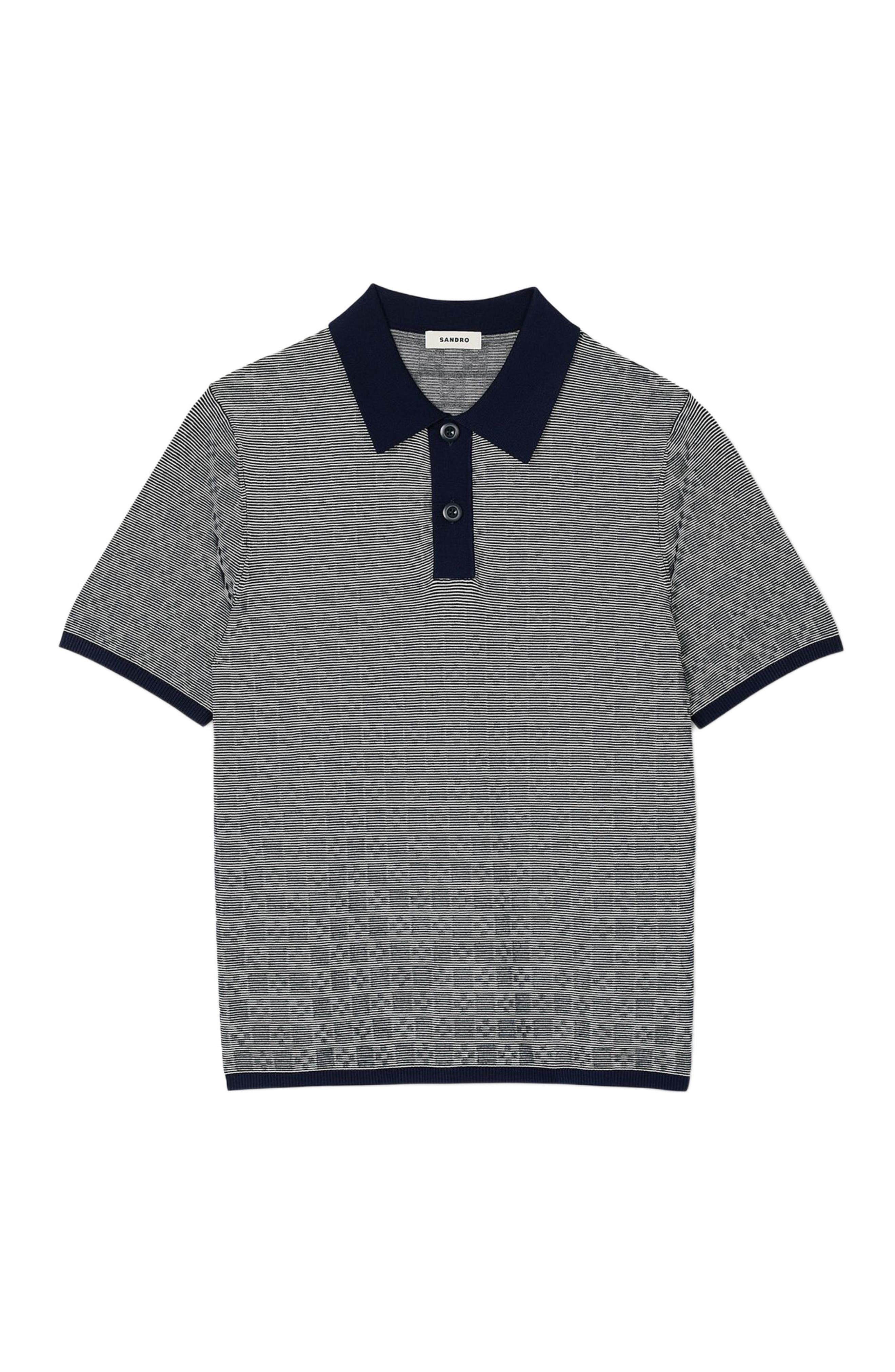 SANDRO Square Cross polo shirt in Navy Blue at Nordstrom - 5