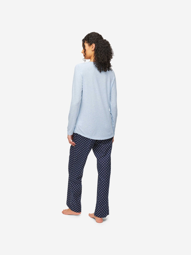 Women's Long Sleeve T-Shirt Ethan Micro Modal Stretch Blue Heather 4