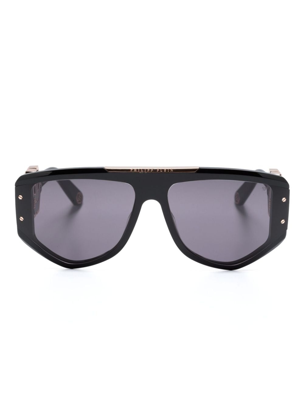 logo-plaque oversize-frame sunglasses - 1