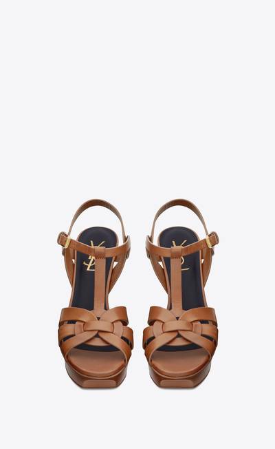 SAINT LAURENT tribute platform sandals in smooth leather outlook