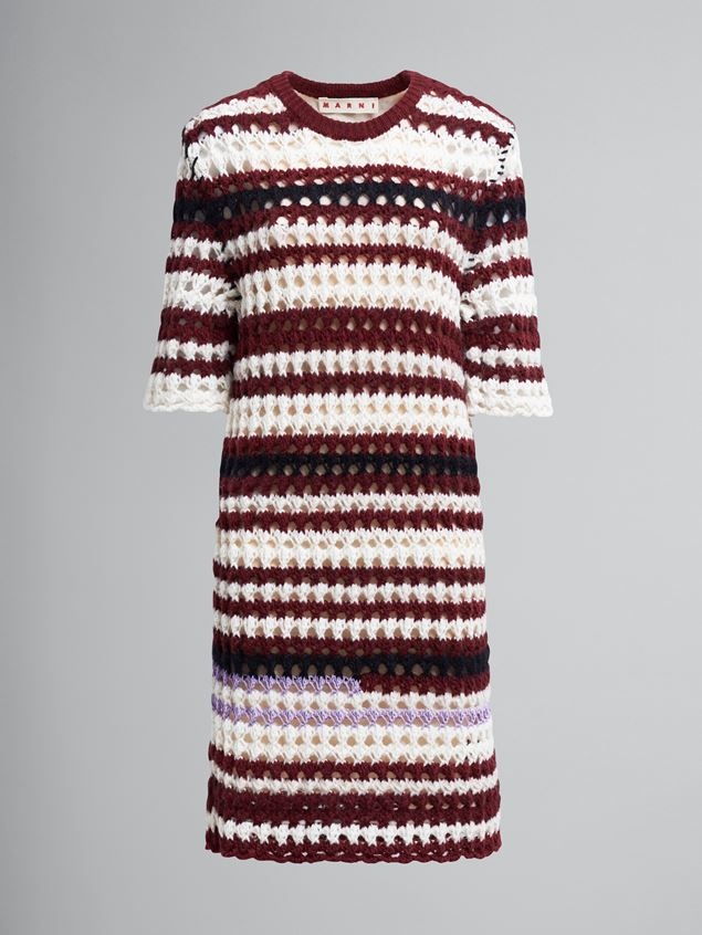 MULTI-COLOURED STRIPED 3D CROCHET INTARSIA DRESS IN BLENDED YARNS - 1