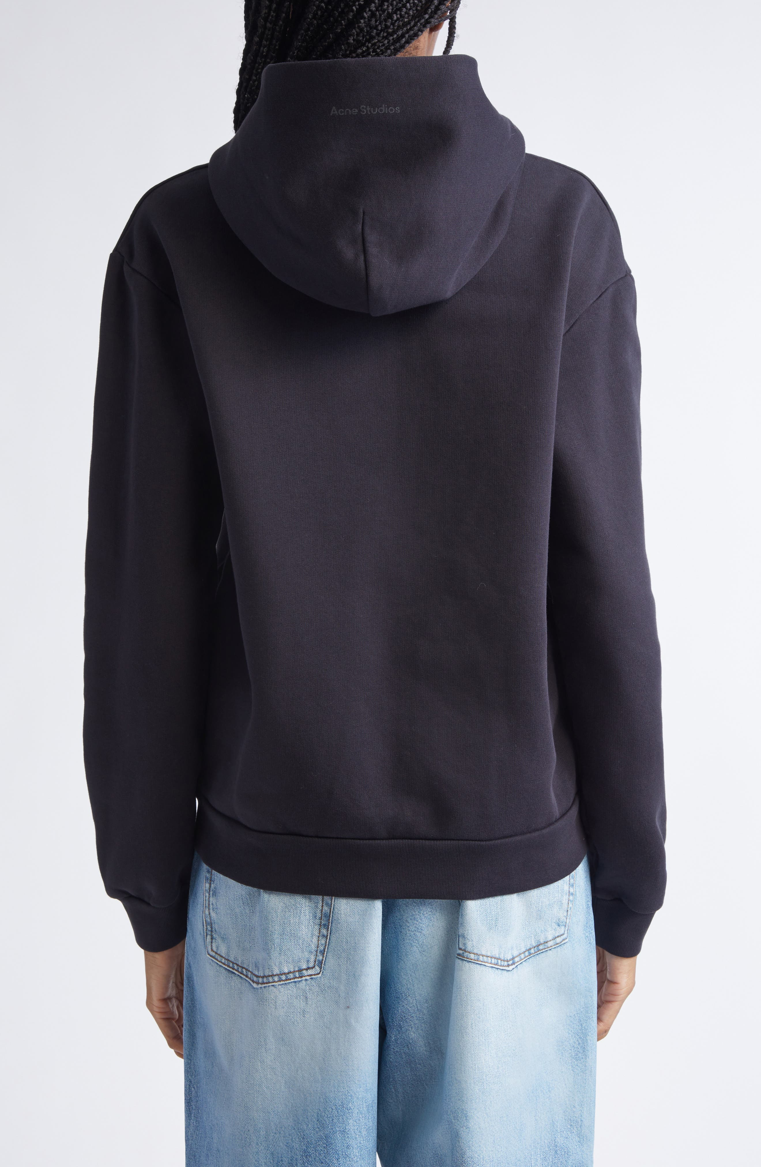 Acne Studios Fupiter Face Patch Fleece Zip Hoodie in Black at Nordstrom - 3