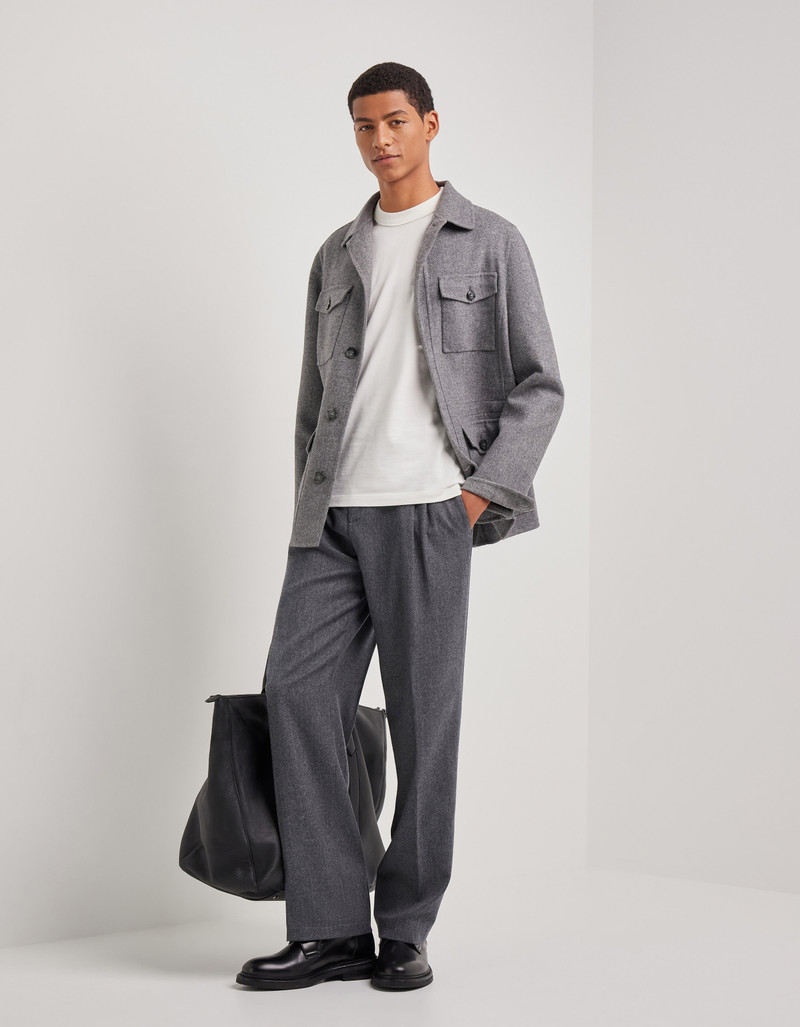 Canali MÉLANGE GRAY DOUBLE WOOL CASHMERE AND SILK BLEND FIELD JACKET outlook