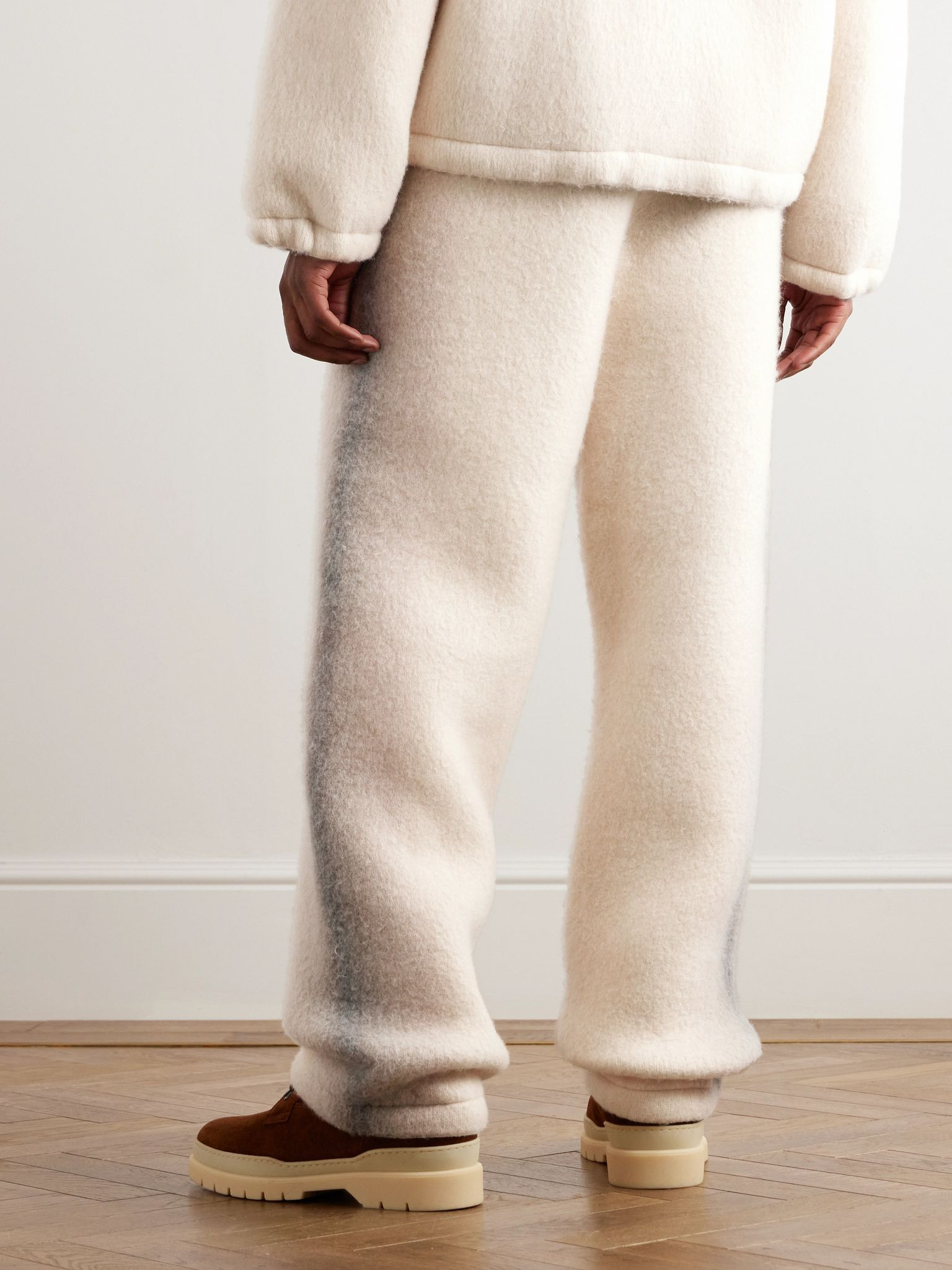 Straight-Leg Dégradé Cashmere-Fleece Sweatpants Beige - 3