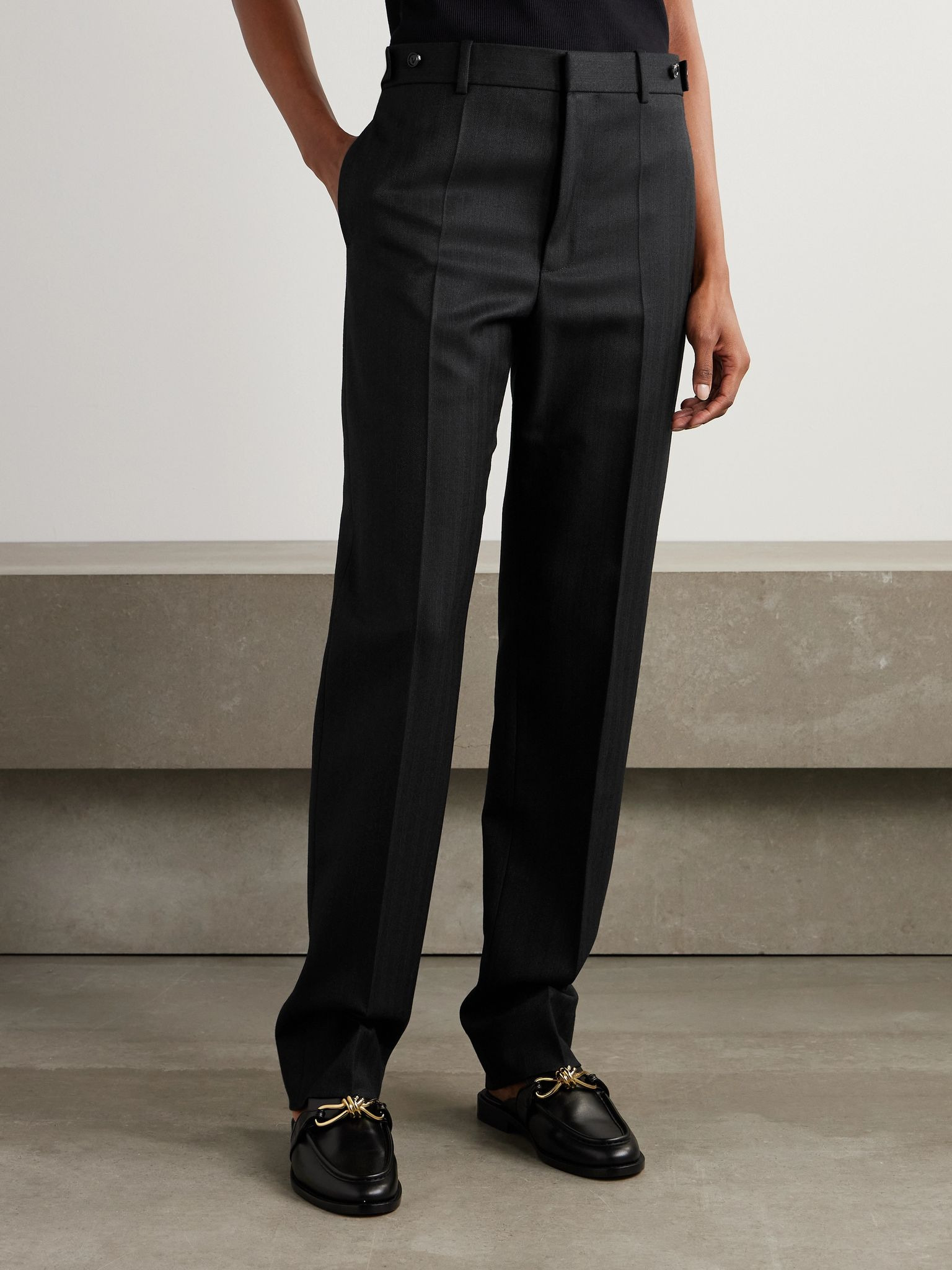 Wool straight-leg pants Black - 3