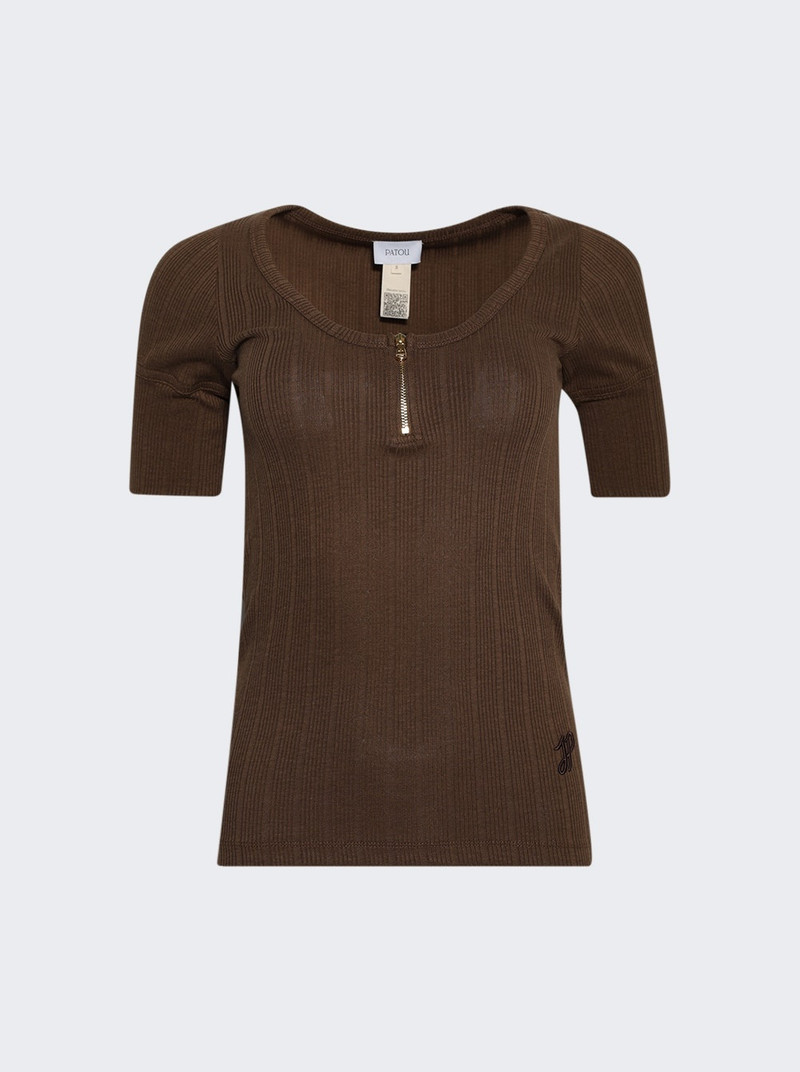 Zipped T-shirt Mocha 1