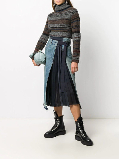 sacai asymmetric denim midi skirt outlook