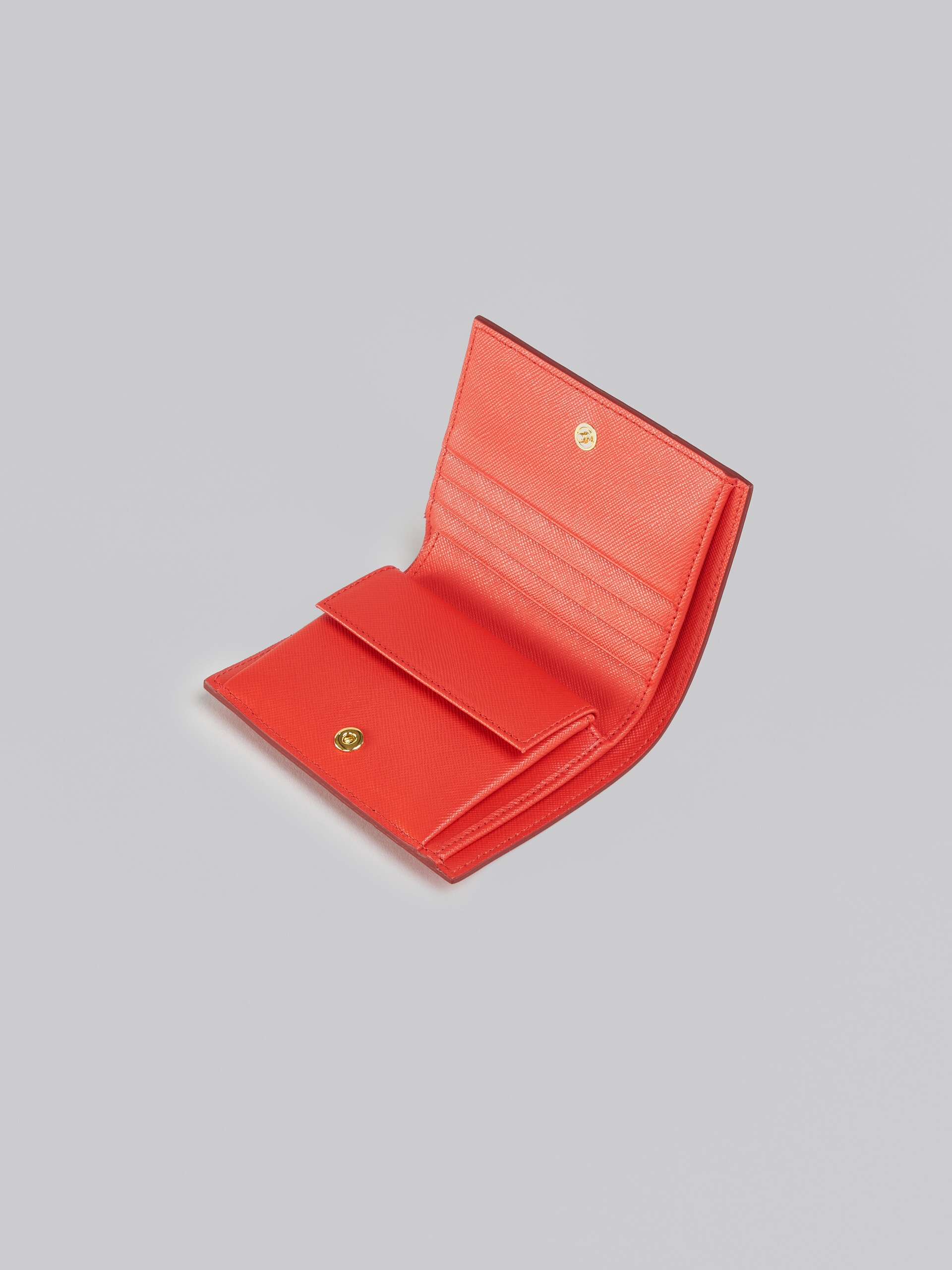 ORANGE SAFFIANO LEATHER BI-FOLD WALLET - 4