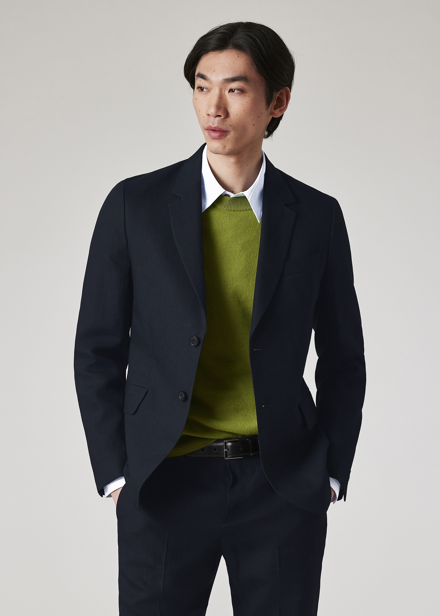 Dark Navy Linen Buggy-Lined Suit - 3
