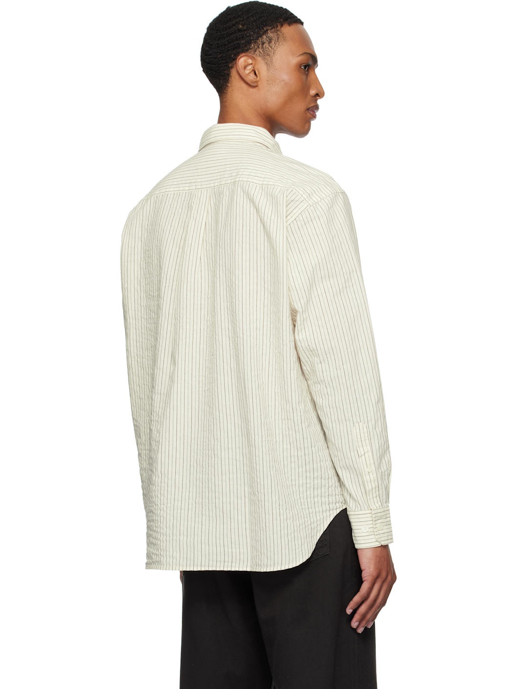 Beige Mo Oversized Striped Shirt - 3