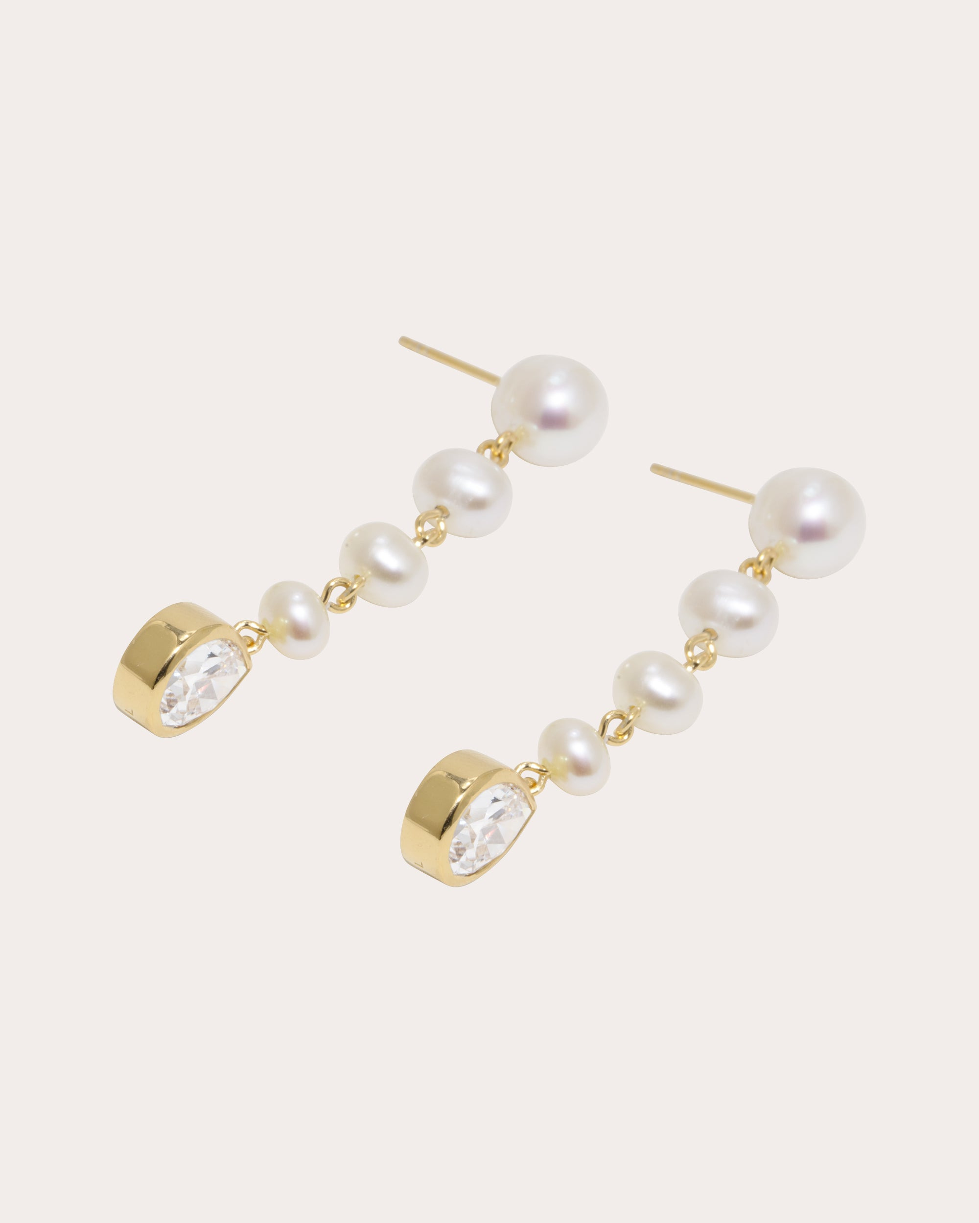 18K Gold Vermeil Cubic Zirconia and Pearl Earrings - 4