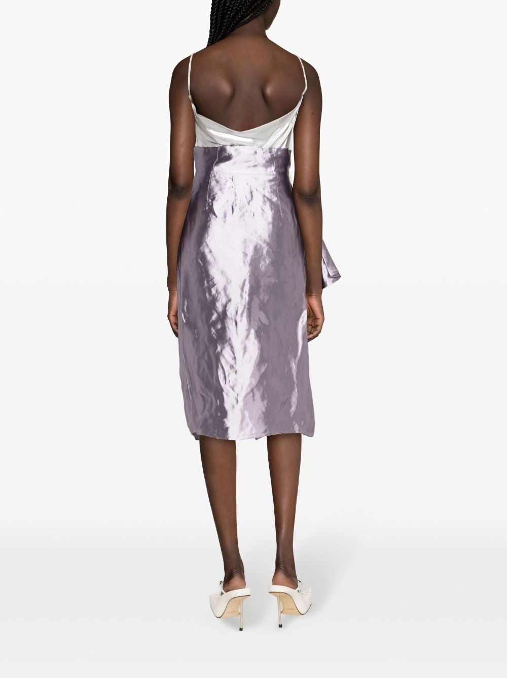drape-detailed satin midi skirt - 4