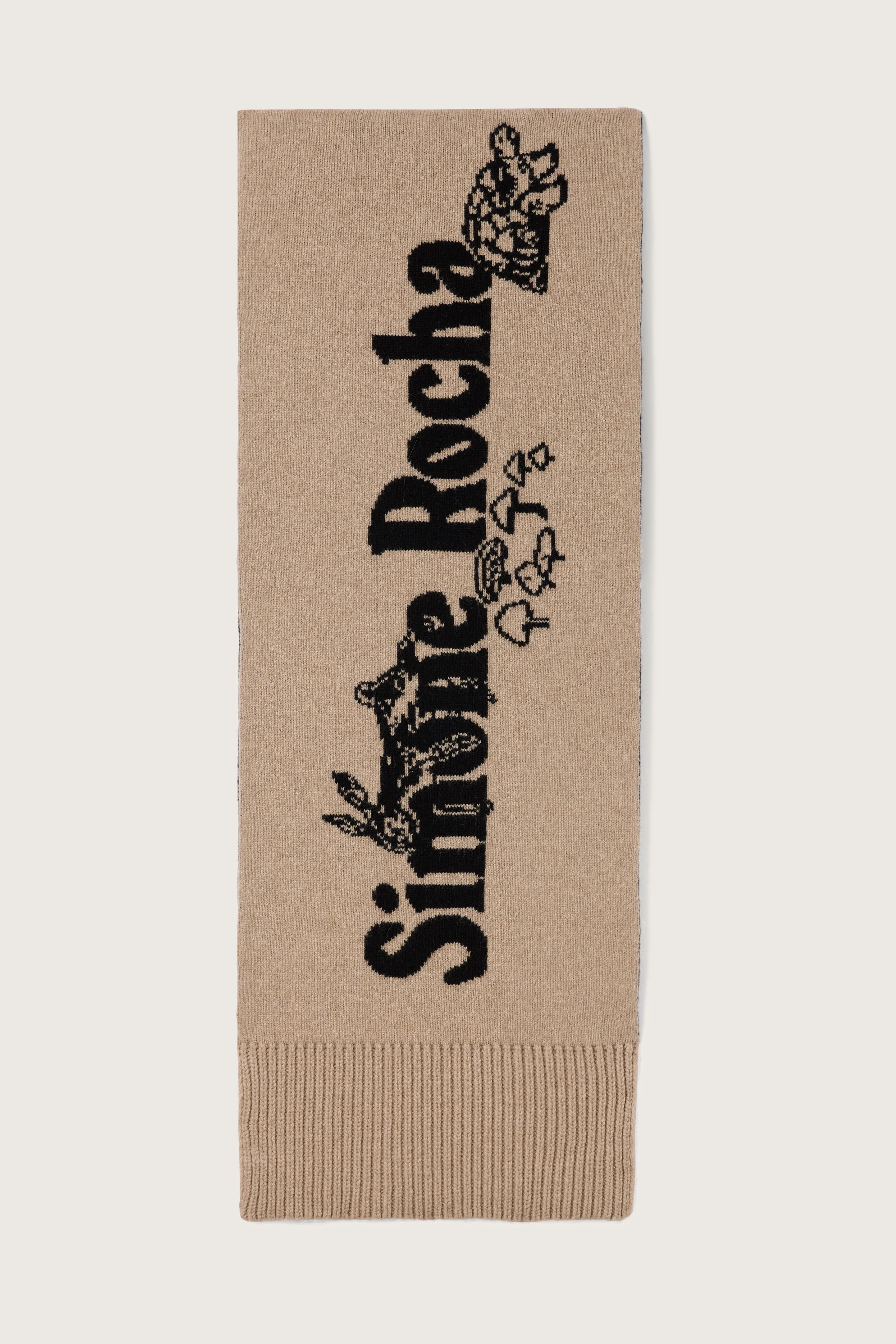 Long Graphic Logo Knit Scarf - 1