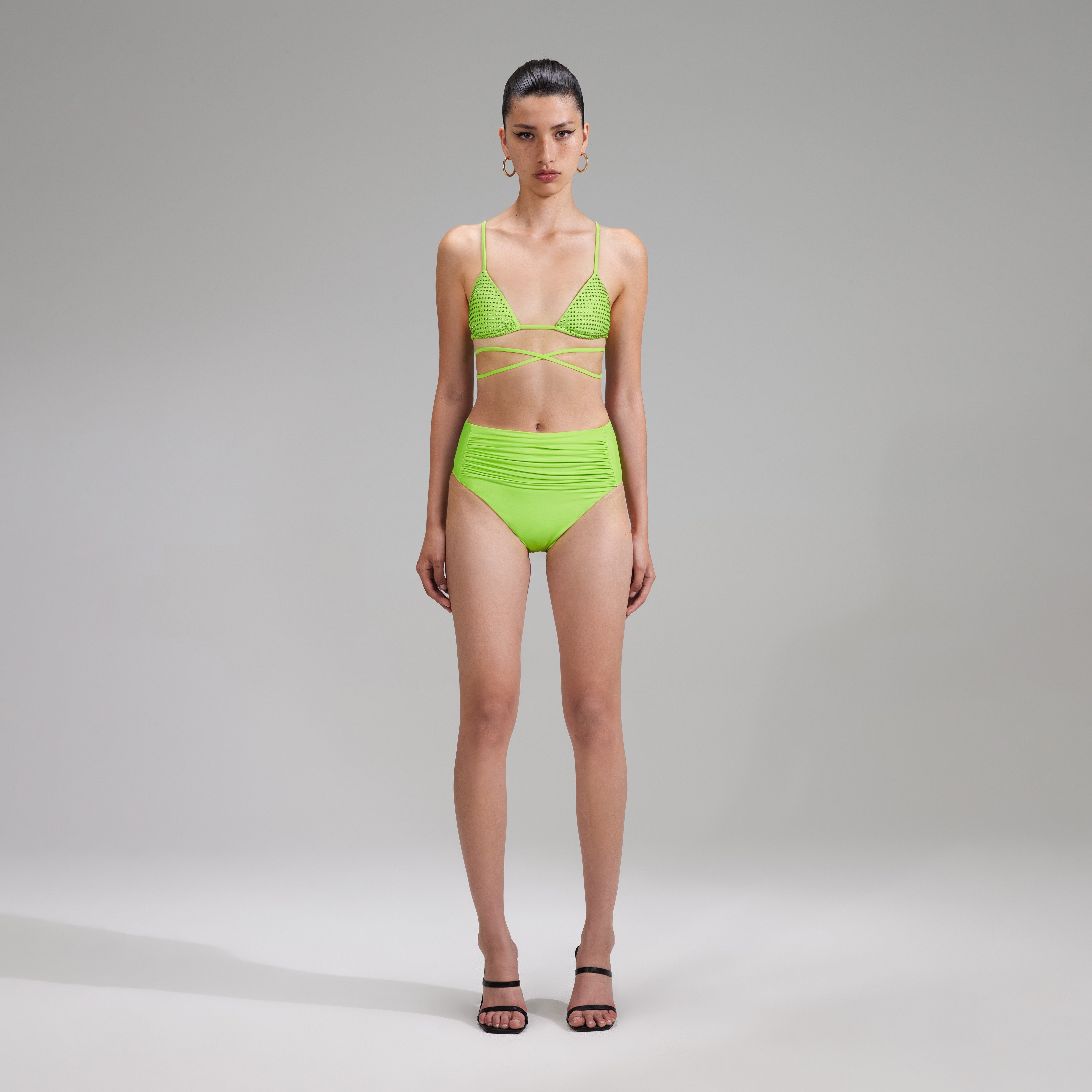 Green High Waisted Bikini Brief - 1