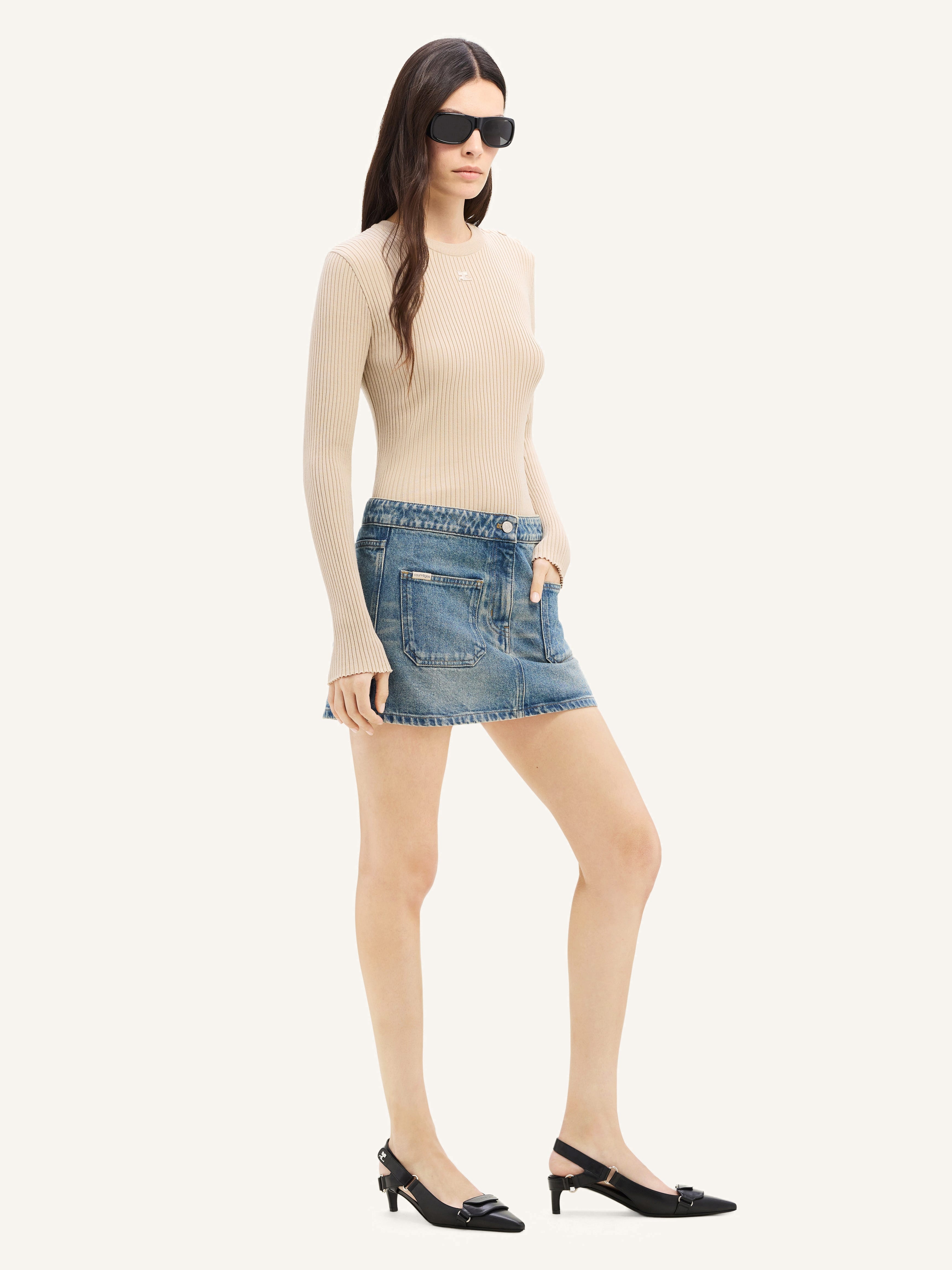 SHOULDER SNAPS RIB KNIT SWEATER - 3