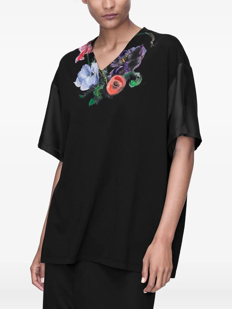 PAINTED FLORAL T-SHIRT - BLACK 3