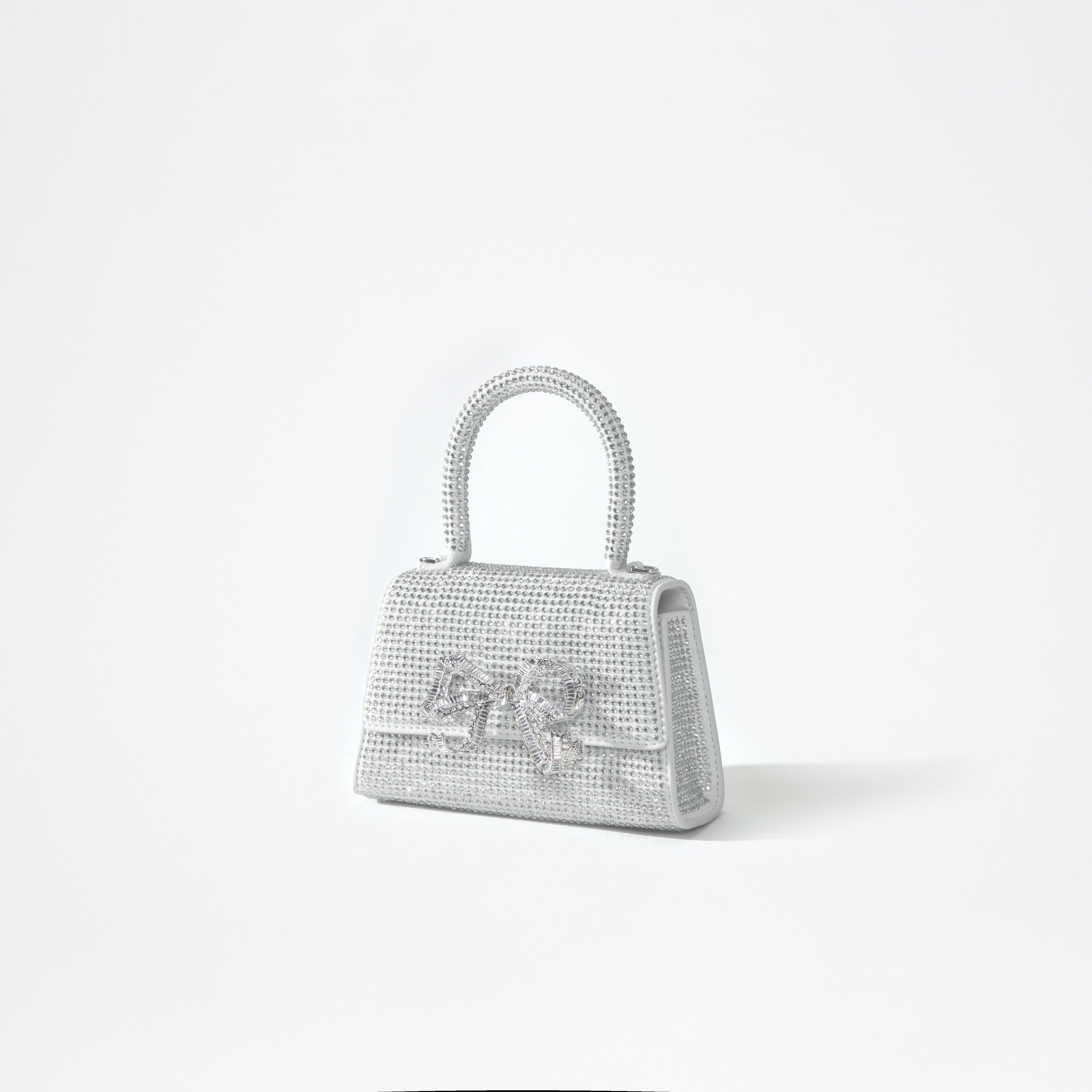 Silver Rhinestone Bow Micro Bag - 2