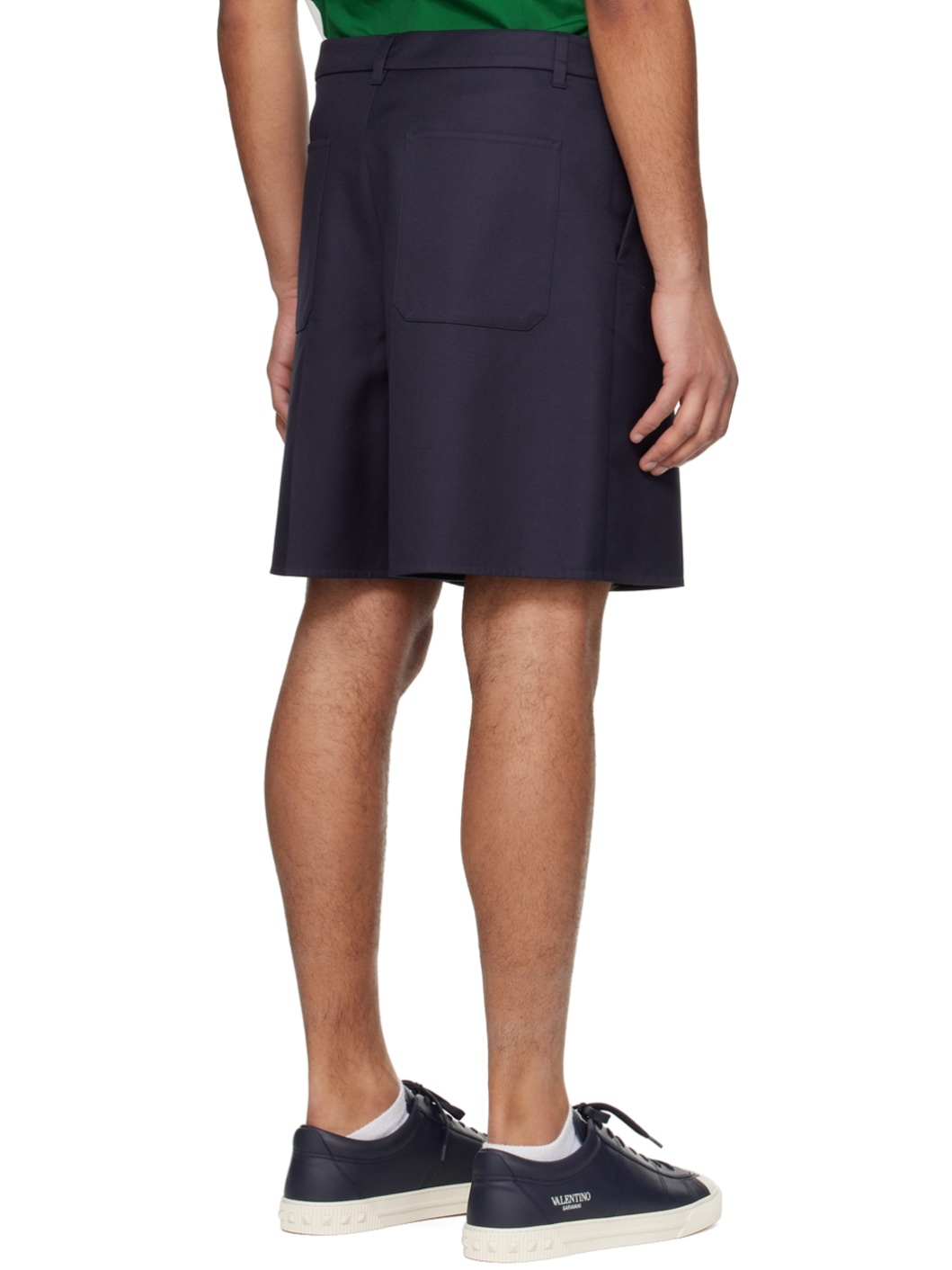 Navy Pleated Shorts - 3