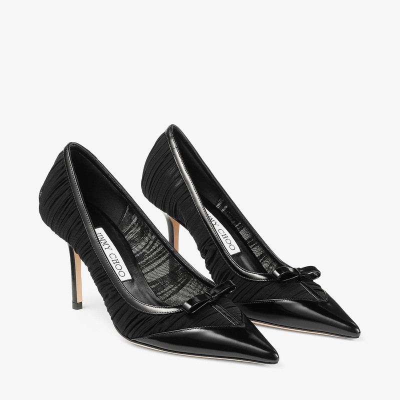 Love Mesh 85 Black Spazzolato and Ruched Mesh Pumps 2