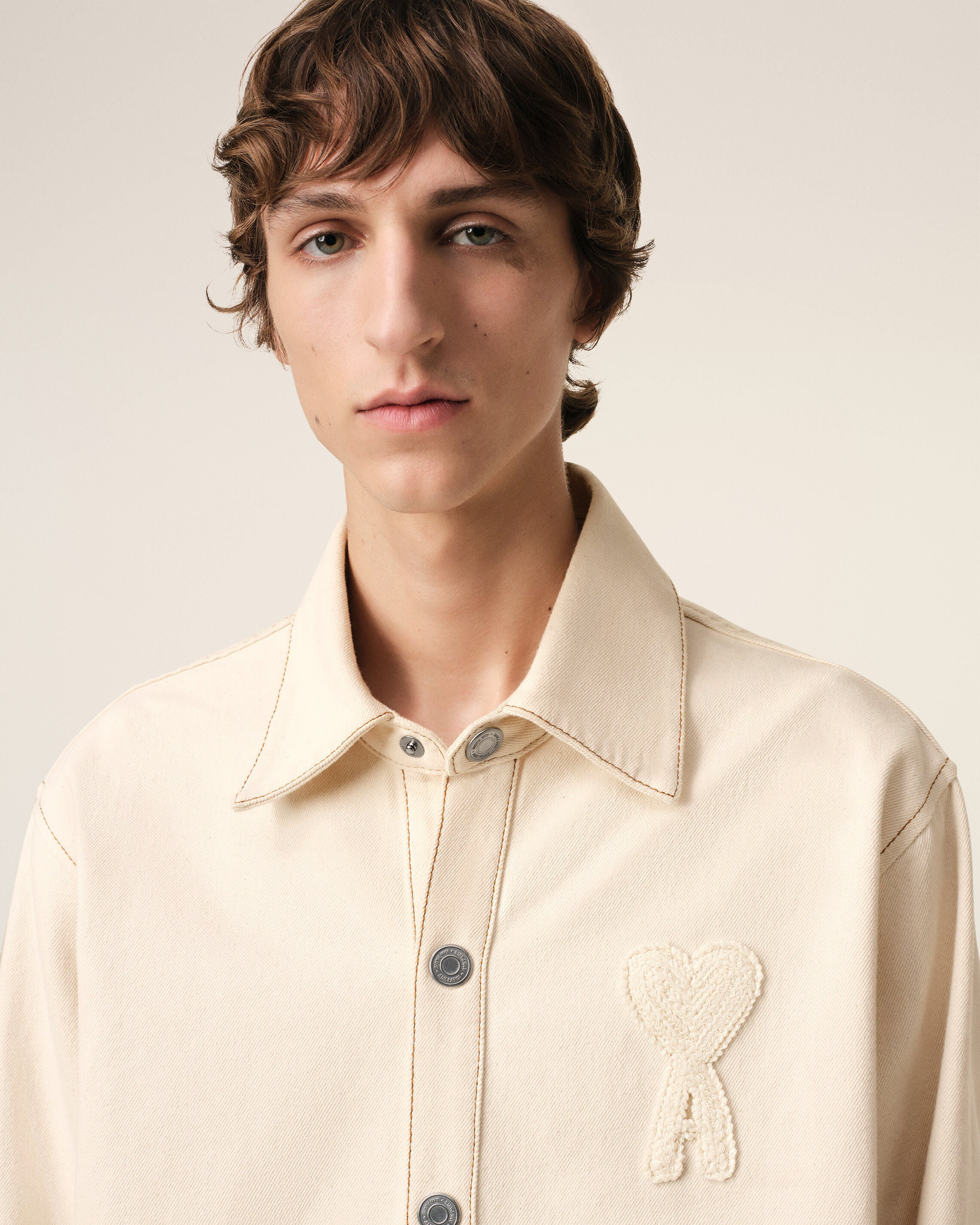 BEIGE COTTON AMI DE COEUR OVERSHIRT - 4
