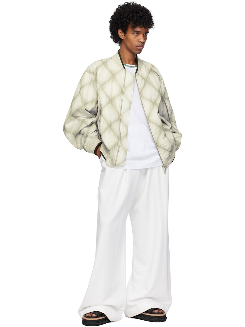 Dries Van Noten White & Gray Duck Canvas Bomber Jacket outlook